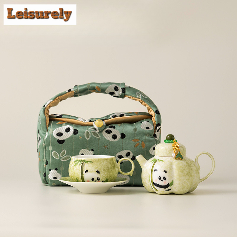 Luxury Bags Hand Painted - Hand-painted Panda Travel Tea Set Kit