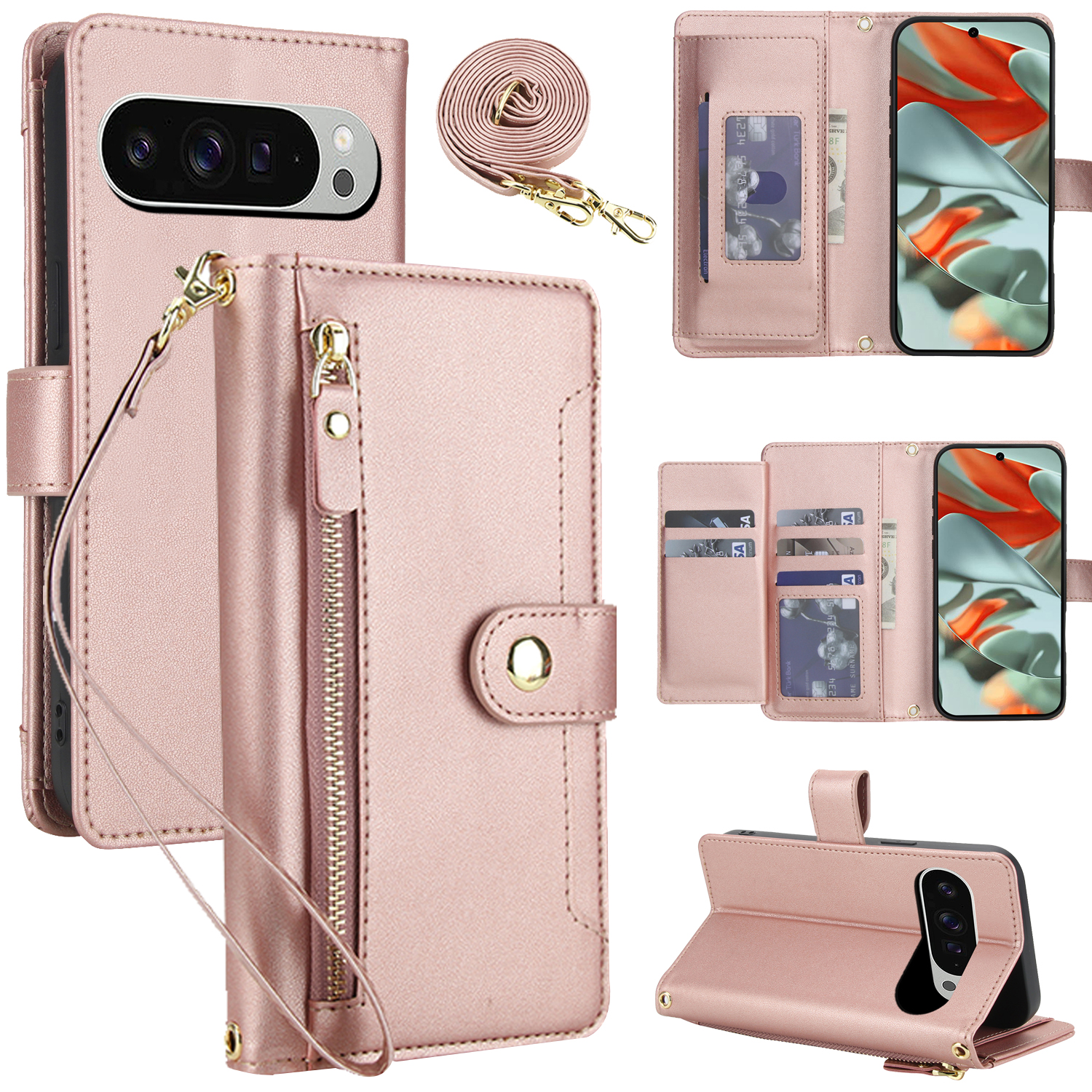 Luxury Bags & Leather Repair Of Atlanta - Crossbody Zipper Leather Wallet Flip Case