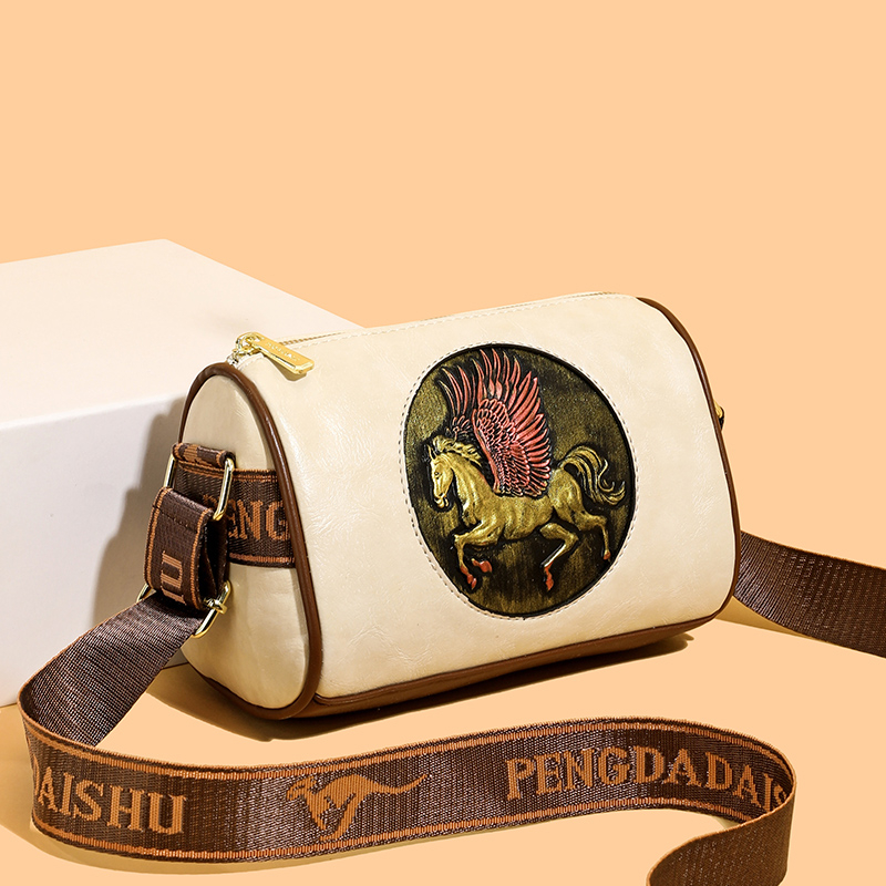 Luxury Bags Hand Painted - 2025 New Vintage Pegasus Embossed Leather