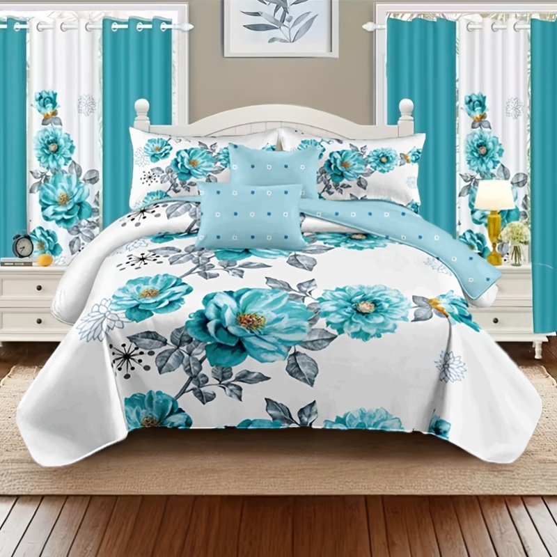 us2/3pcs Teal Floral Beding Co - Luxury Bags In Pakistan recension och pris