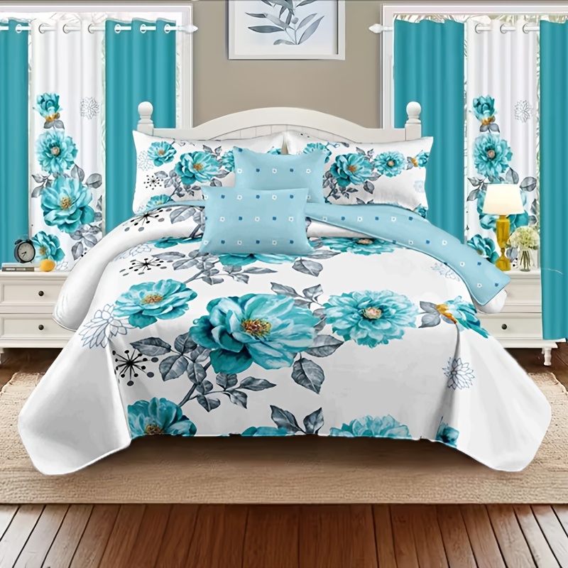 us2/3pcs Teal Floral Beding Co - Luxury Bags In Pakistan recension och pris