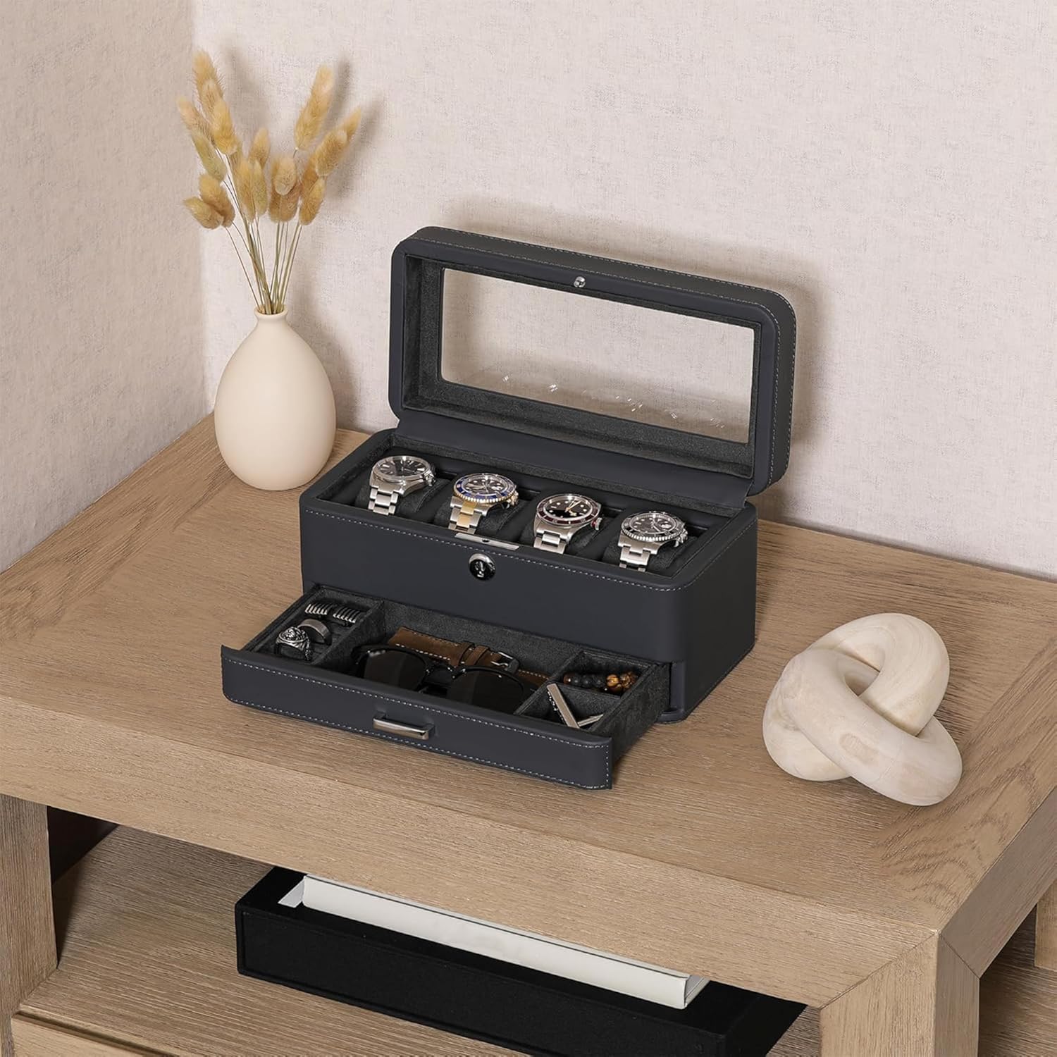 Luxury 4-Slot Watch Box with V - Luxury Bags & Leather Repair Of Atlanta recension och pris