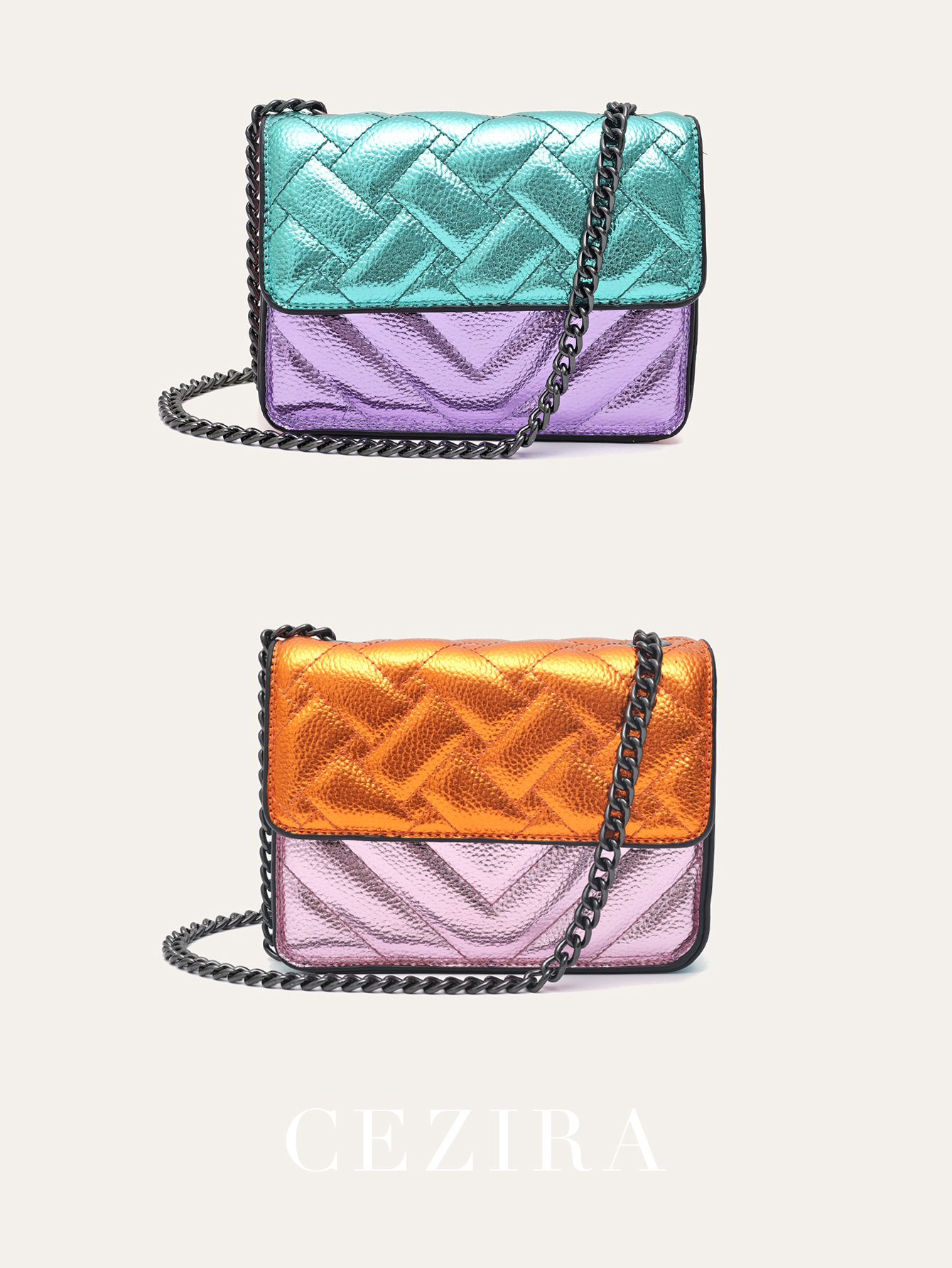 Women PU Leather Handbag Metal - Chain Crossbody Quilted recension och pris