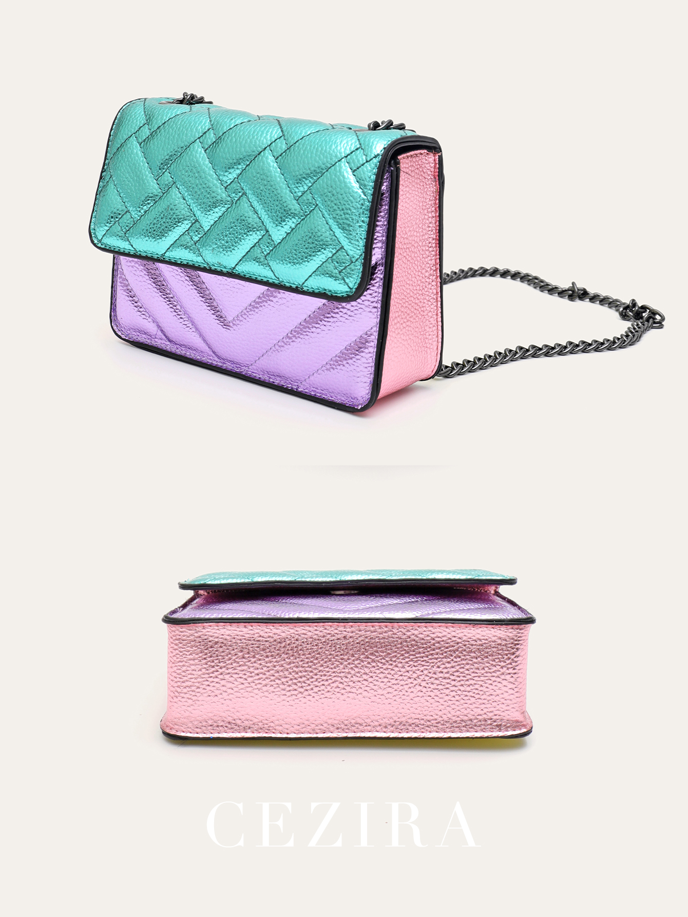 Women PU Leather Handbag Metal - Chain Crossbody Quilted recension och pris